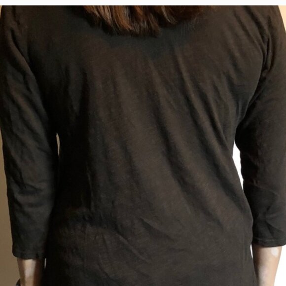 Anthropologie Left of Center slub cotton cold cut out  3/4 sleeve top - Picture 4 of 5